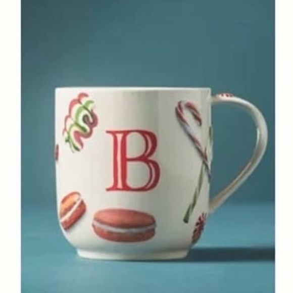 NWT Anthropologie HOLIFAYE Christmas Holiday MONOGRAM MUG  Letter A - Picture 1 of 2